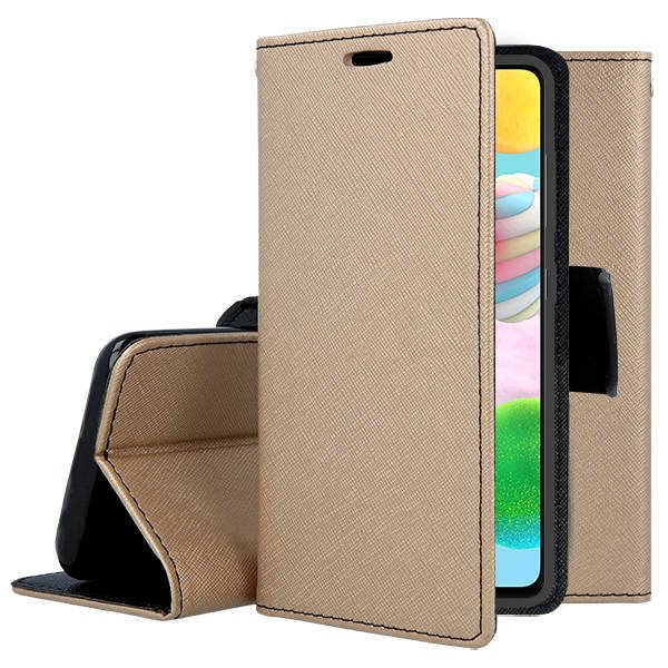 SKLO + PUZDRO 2v1 pre Xiaomi Redmi 12C - Knižkové puzdro FANCY zlato čierne