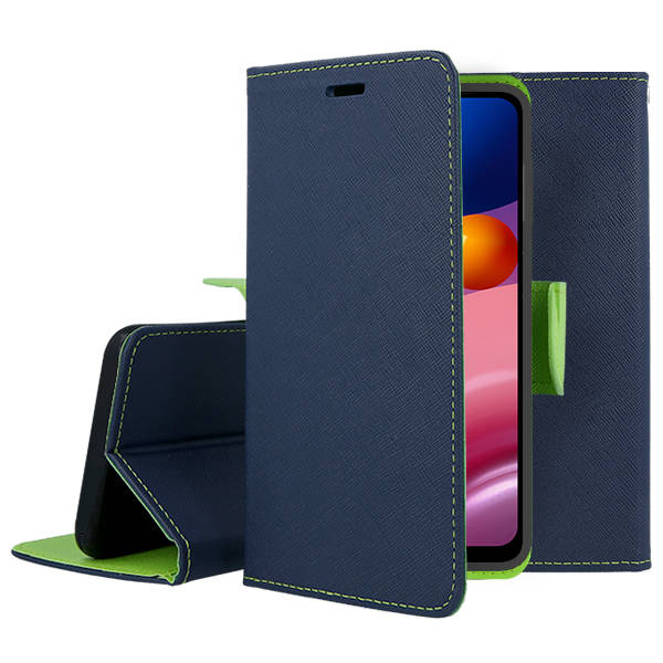 SKLO + PUZDRO 2v1 pre Xiaomi Redmi 10 5G - Knižkové FANCY modro zelené