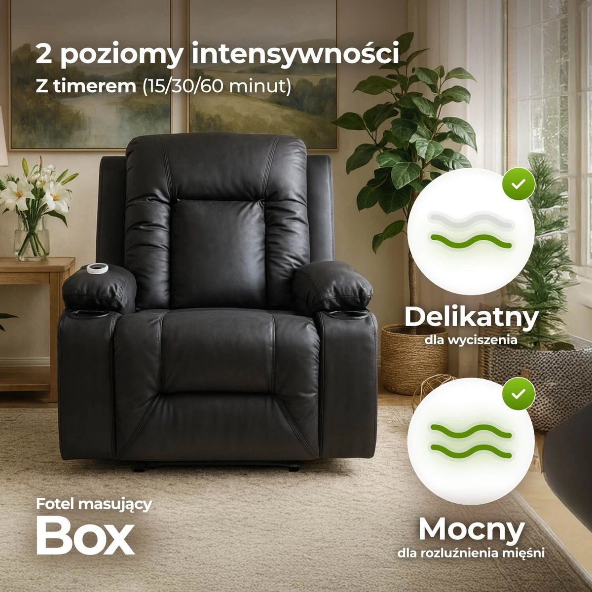Masážne kreslo BOX – čierna ekokoža – foto 4