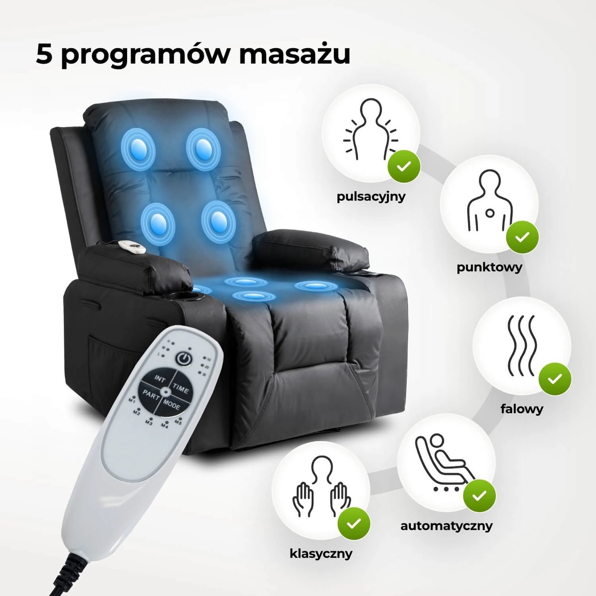 Masážne kreslo BOX – čierna ekokoža – foto 5