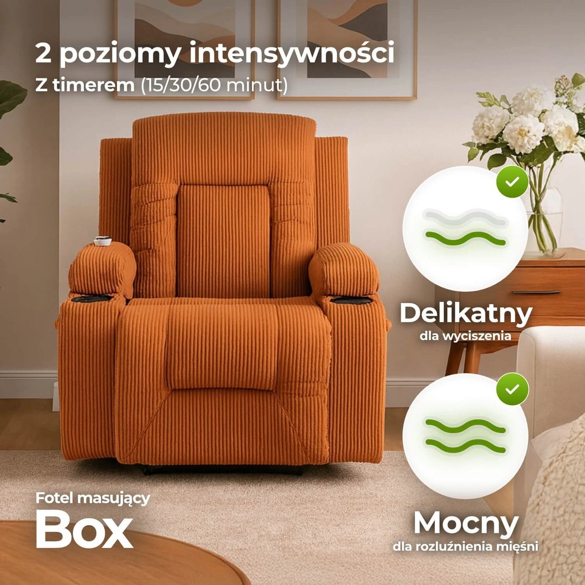 Masážne kreslo BOX – hrdzavý menčester – foto 4