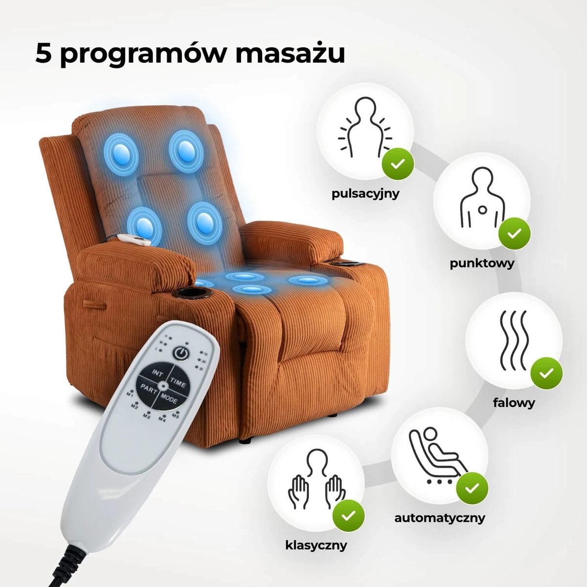 Masážne kreslo BOX – hrdzavý menčester – foto 5