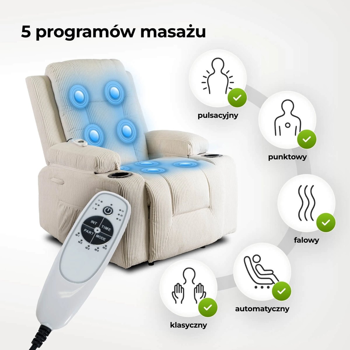Masážne kreslo BOX – béžový menčester – foto 5