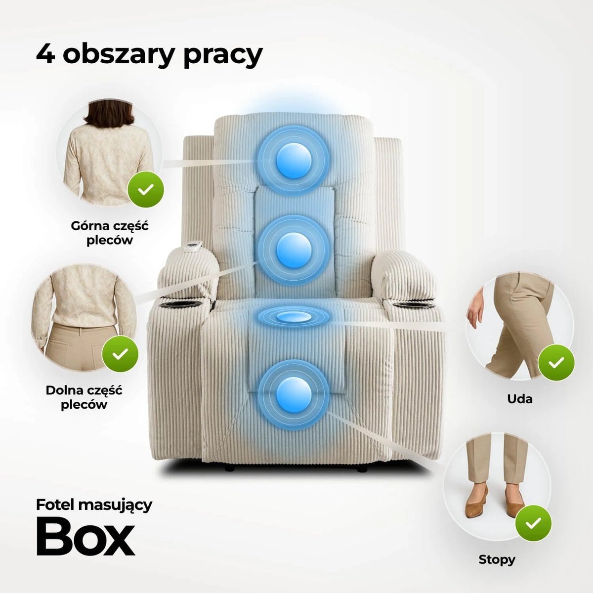 Masážne kreslo BOX – béžový menčester – foto 6