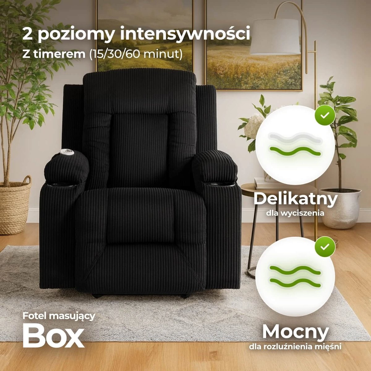 Masážne kreslo BOX – čierny menčester – foto 4