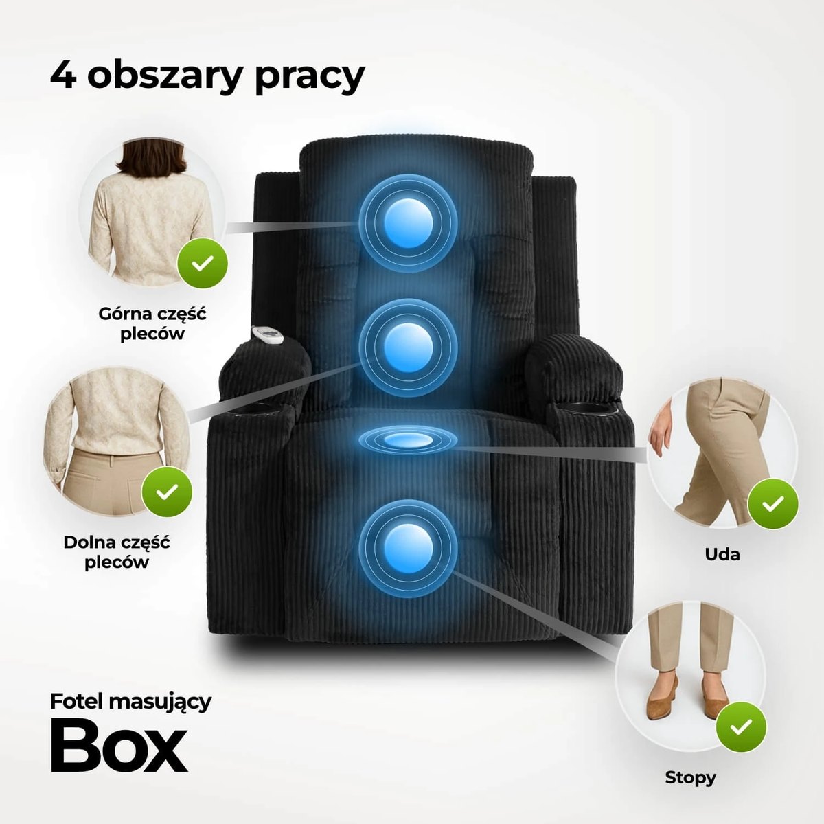 Masážne kreslo BOX – čierny menčester – foto 6