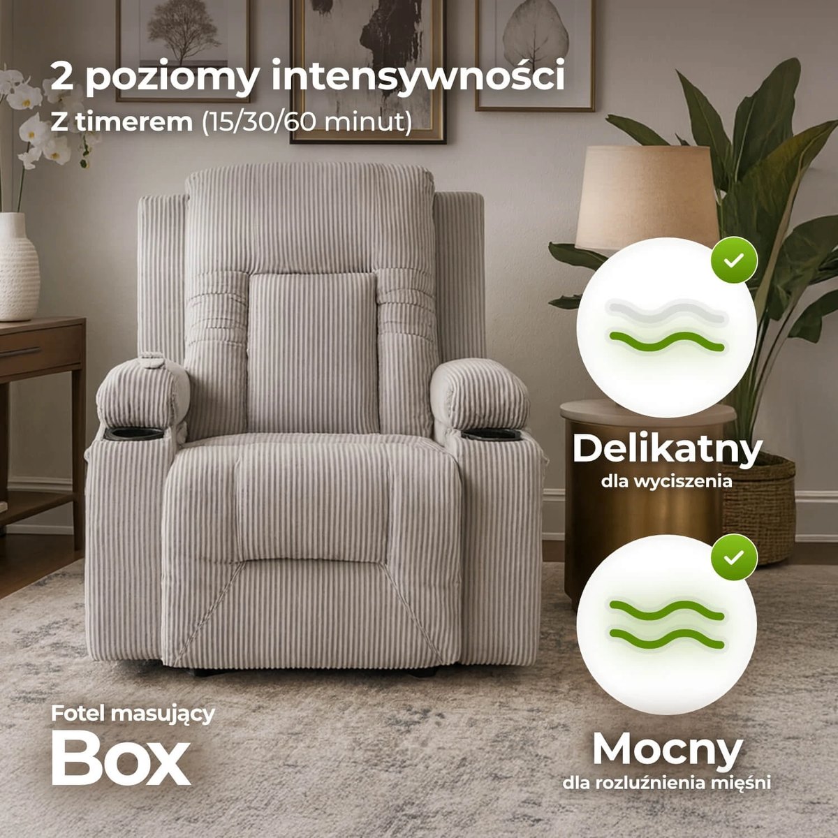 Masážne kreslo BOX – sivý menčester – foto 4