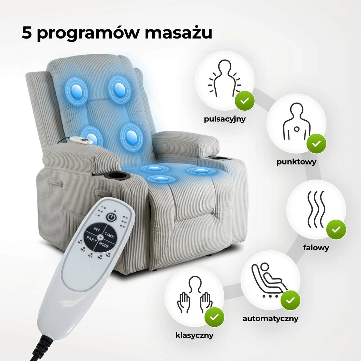 Masážne kreslo BOX – sivý menčester – foto 5