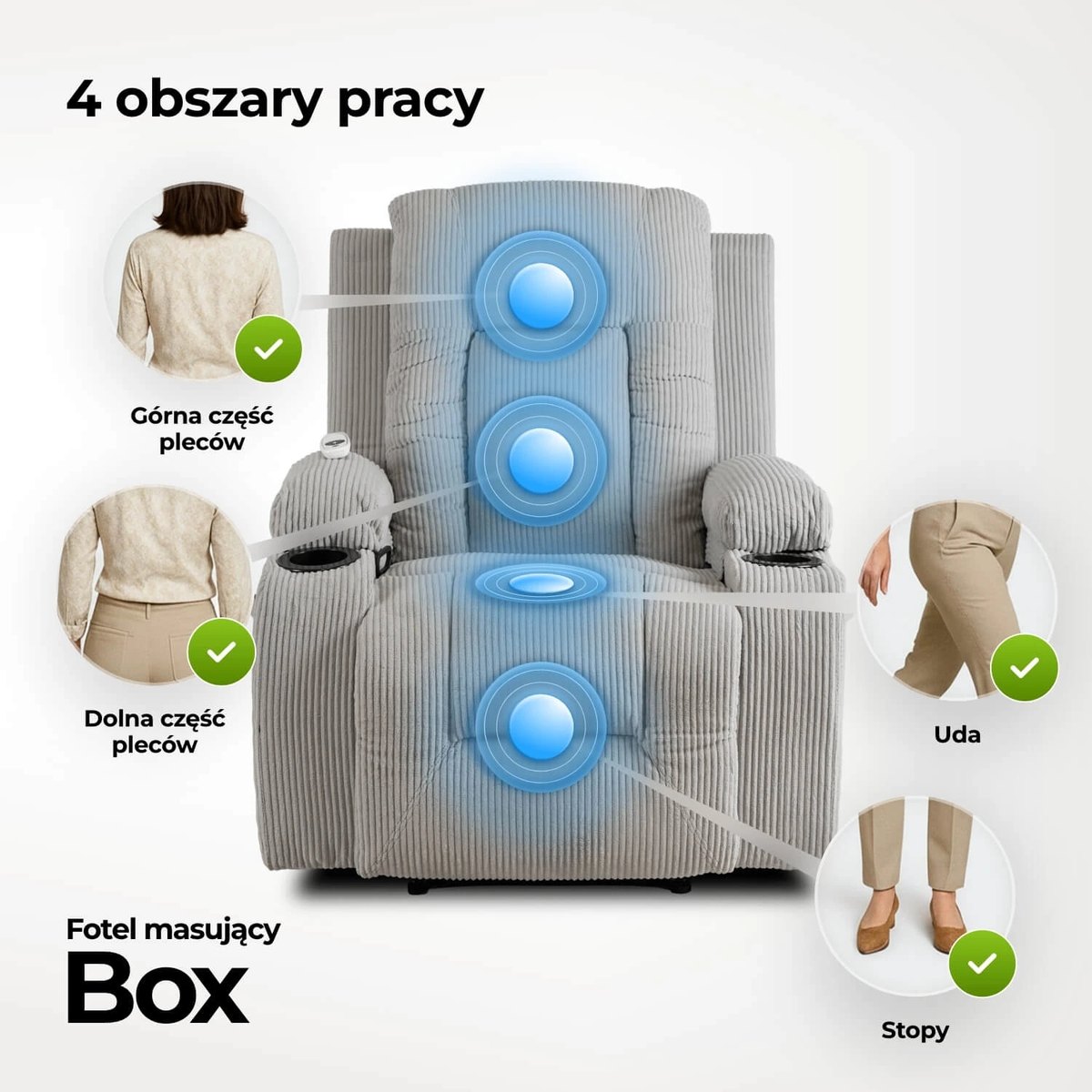 Masážne kreslo BOX – sivý menčester – foto 6