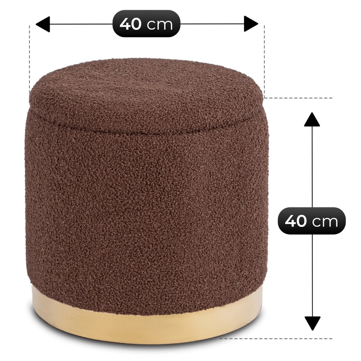 Taburetka CARNOS – hnedá látka boucle – foto 4