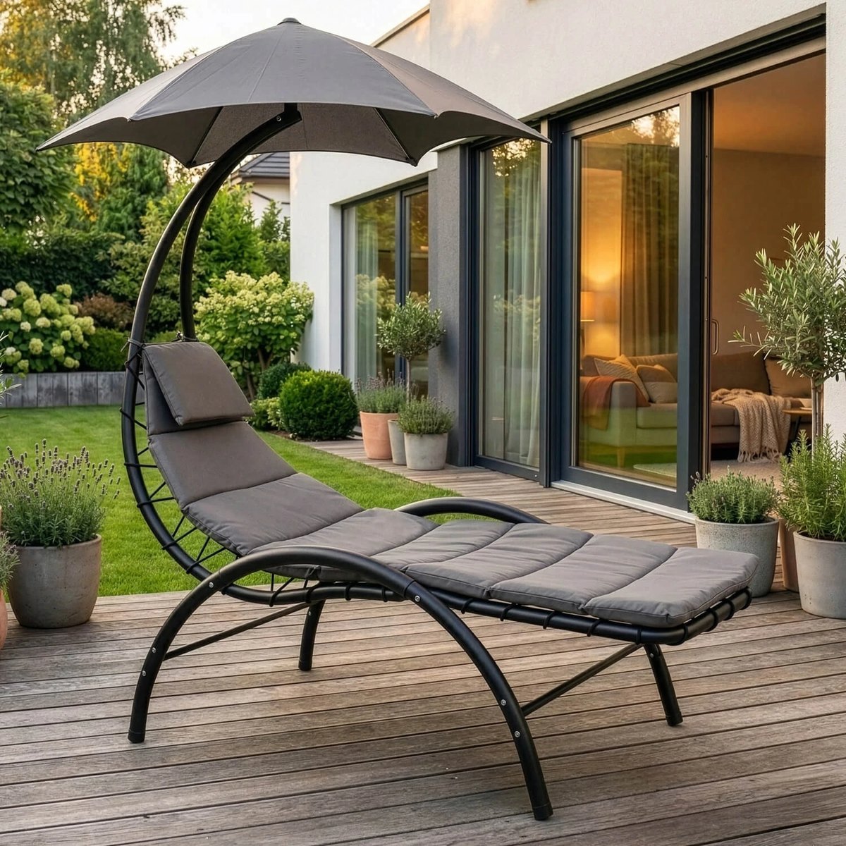 Záhradné lehátko CARPA – sivé – foto 2