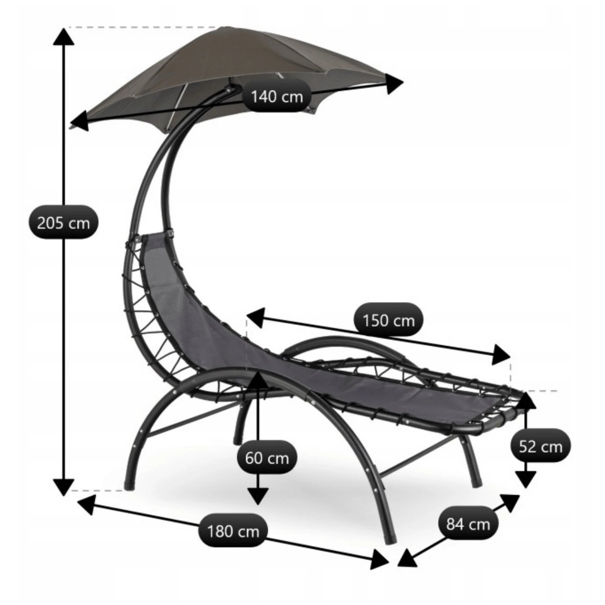 Záhradné lehátko CARPA – sivé – foto 7
