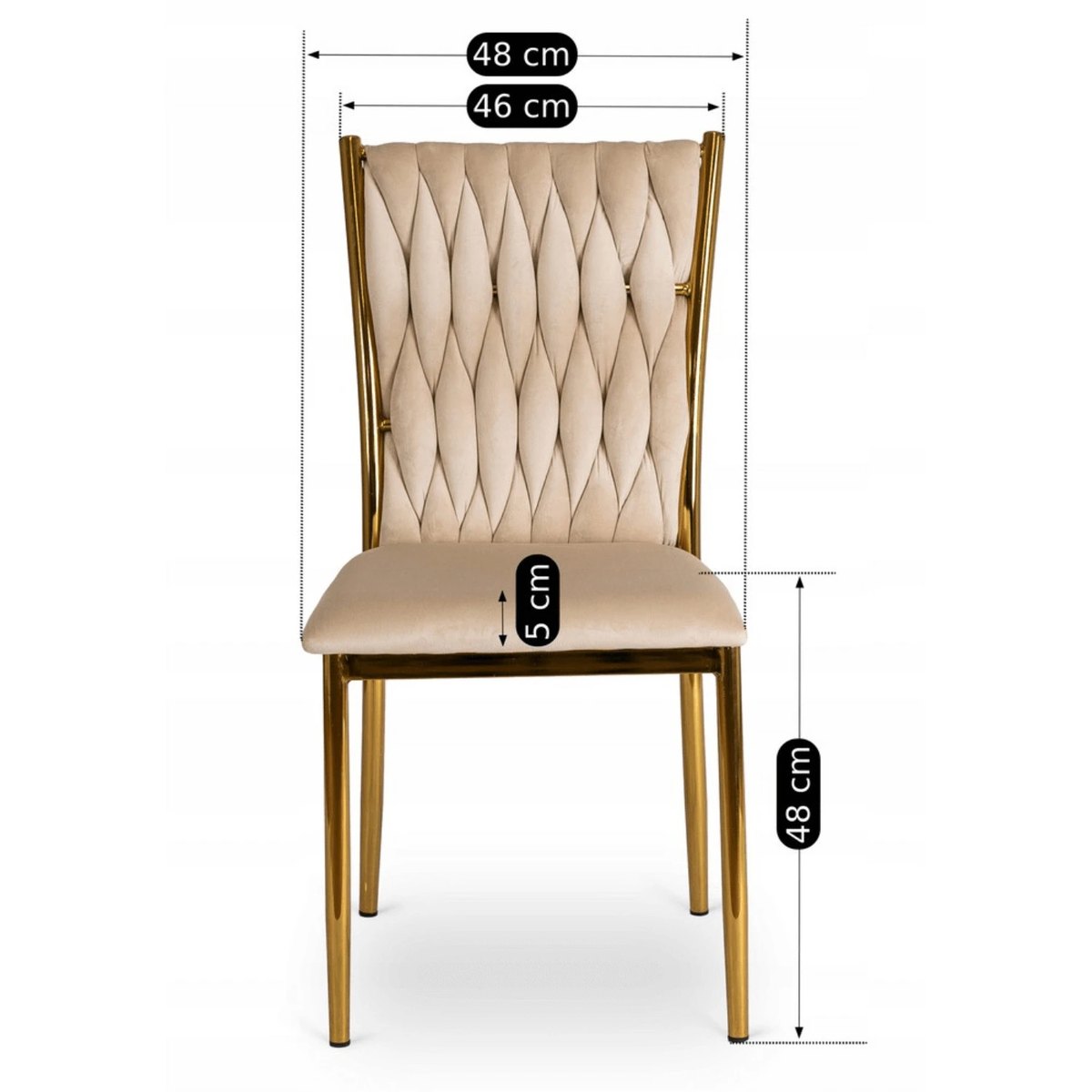 Jedálenská stolička DAN – krémový zamat, zlaté nohy – foto 6