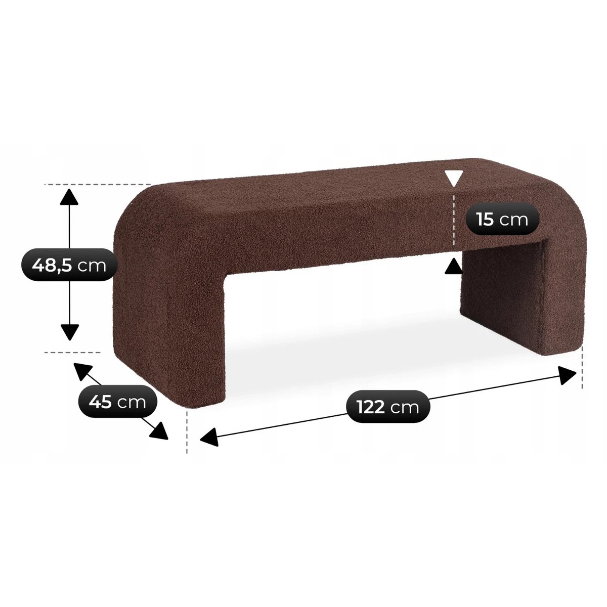 Taburetka DELINO – hnedá látka boucle – foto 4