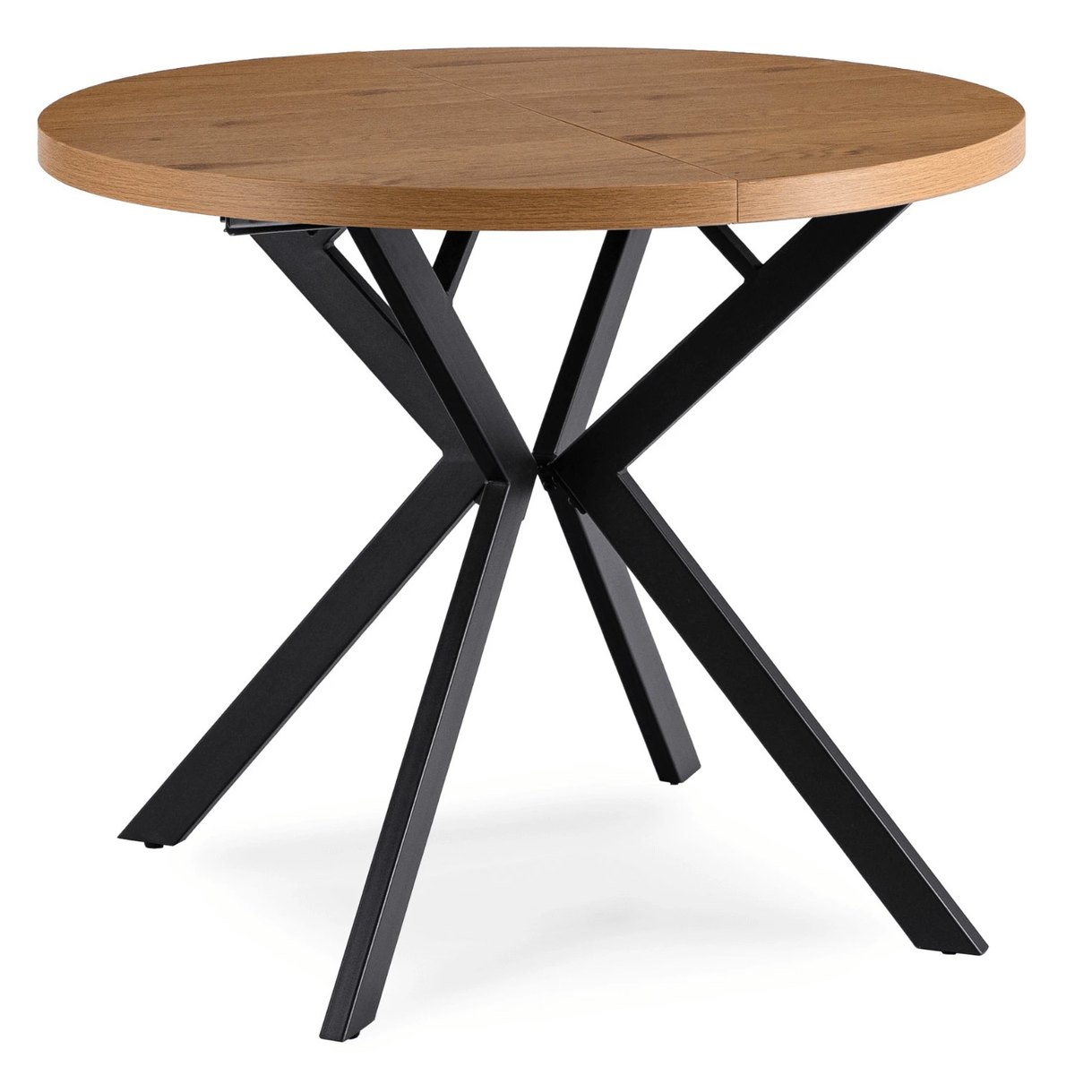 Rozkladací stôl DORIAN – 80–160 cm, zlatý dub, čierna podnož
