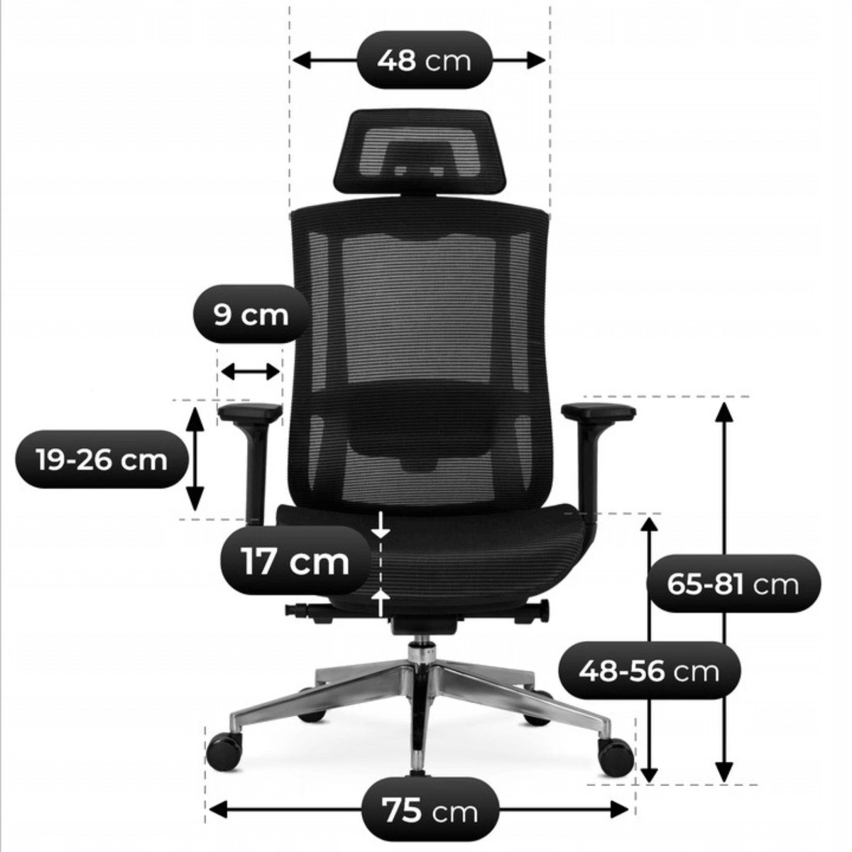 Ergonomické kancelárske kreslo DYLAN – čierne – foto 7