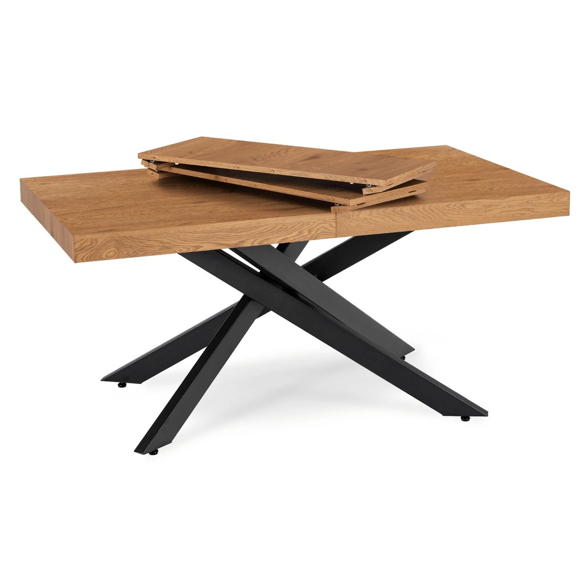 Rozkladací stôl HAMPTON – 160–240 cm, zlatý dub, čierna podnož – foto 5