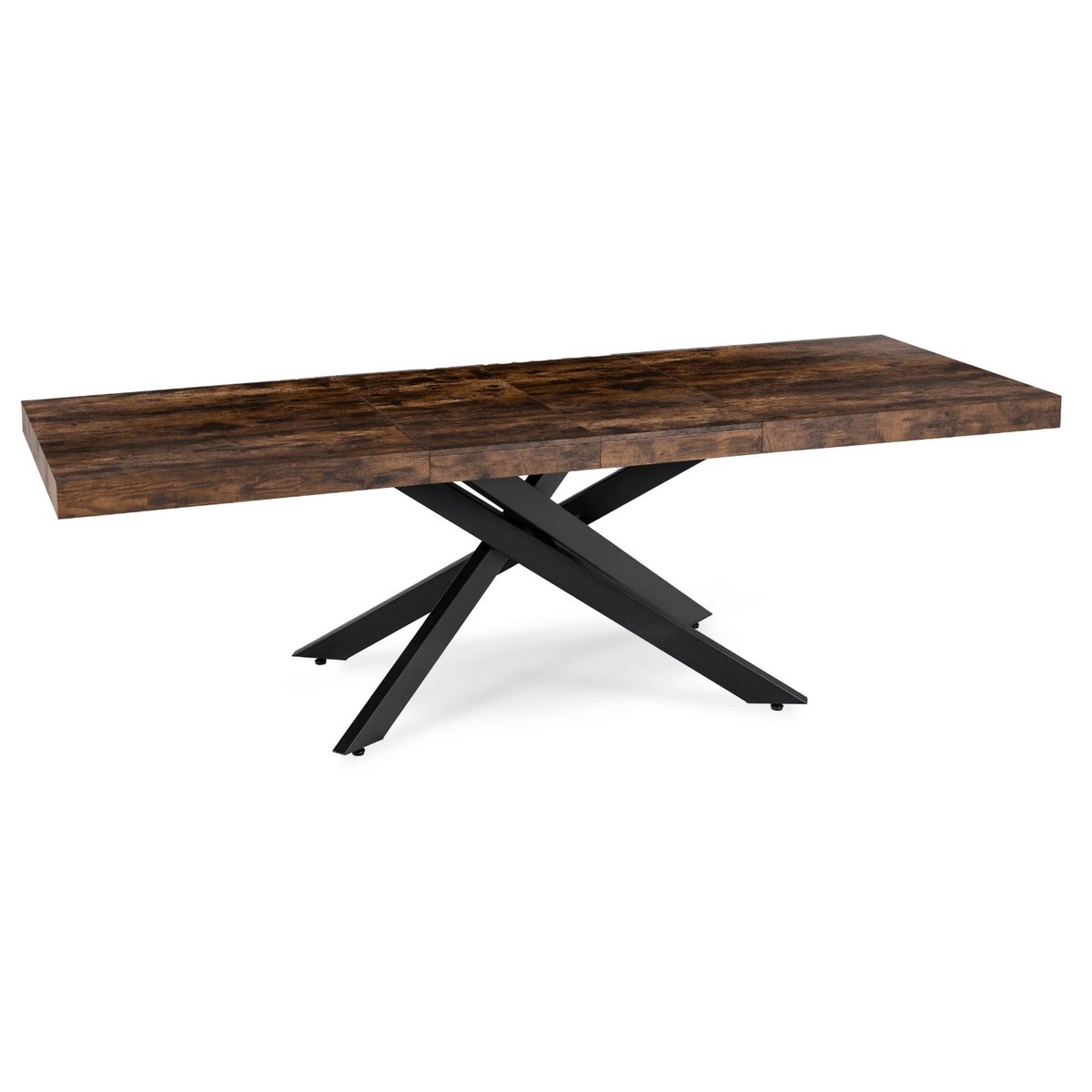 Rozkladací stôl HAMPTON – 160–240 cm, rustikálny dub, čierna podnož – foto 5
