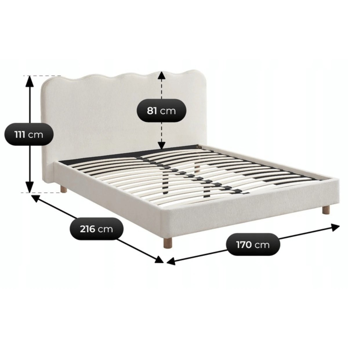 Posteľ IZMIR – 160×200 cm, krémová – foto 4