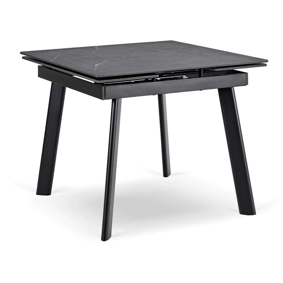 Keramický stôl LARES – 90–150 cm, čierny mramor, čierna podnož