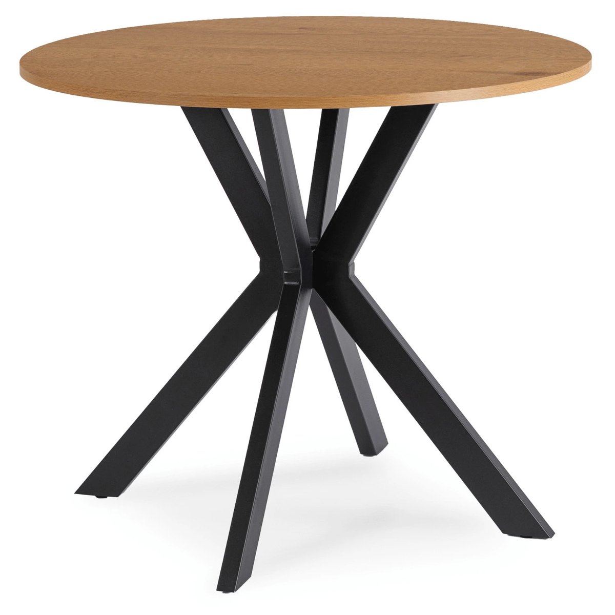 Okrúhly stôl LAUREN – 80 cm, zlatý dub, čierna podnož