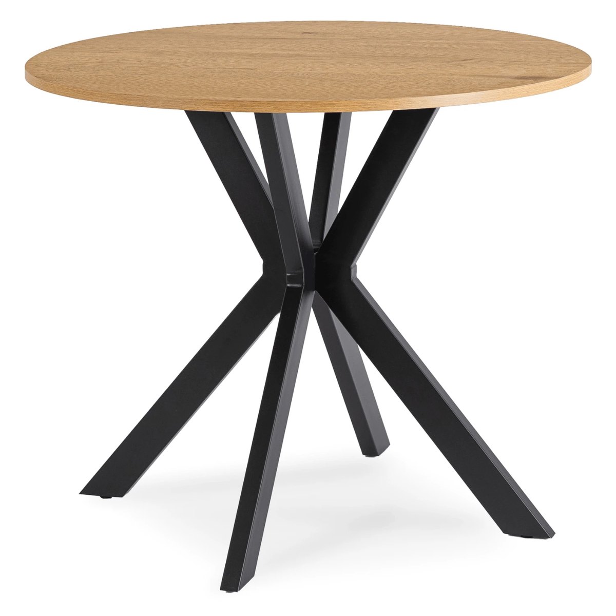 Okrúhly stôl LAUREN – 90 cm, zlatý dub, čierna podnož