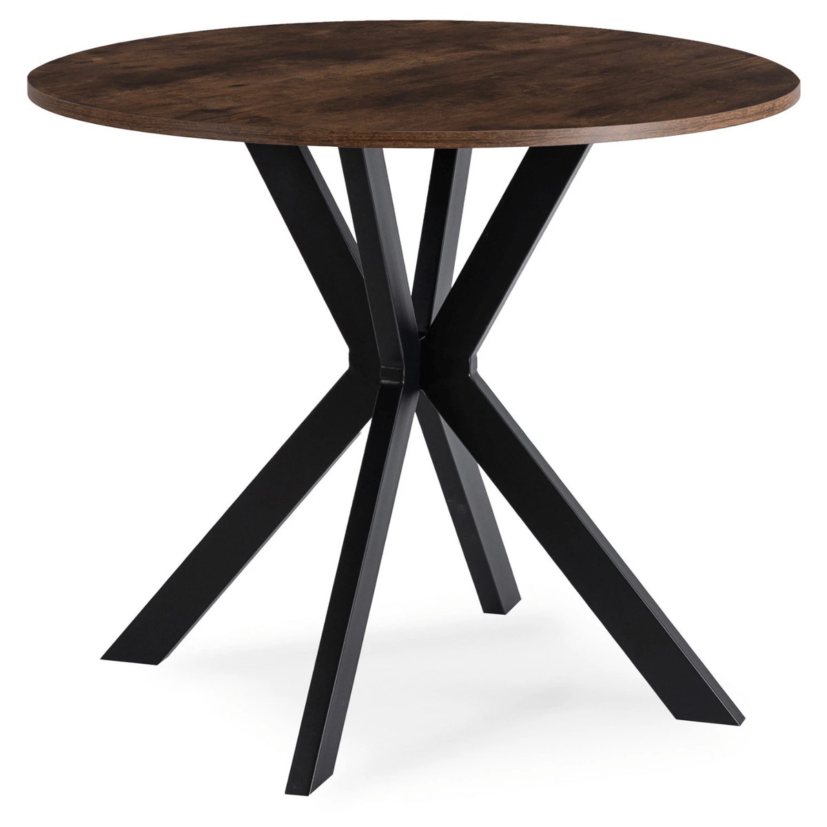 Okrúhly stôl LAUREN – 80 cm, rustikálny dub, čierna podnož