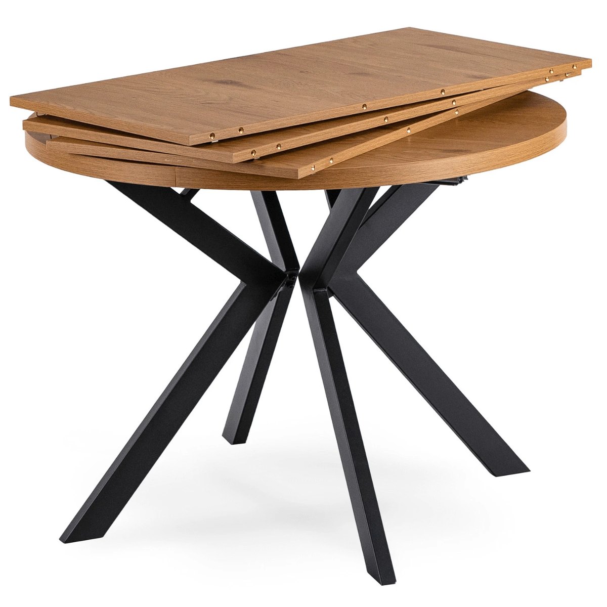 Rozkladací stôl LUKAS – 100–250 cm, zlatý dub, čierna podnož – foto 5