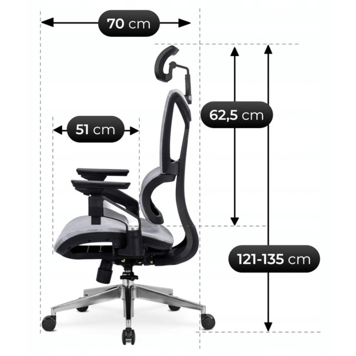 Ergonomické kancelárske kreslo MARTIN – sivé – foto 7