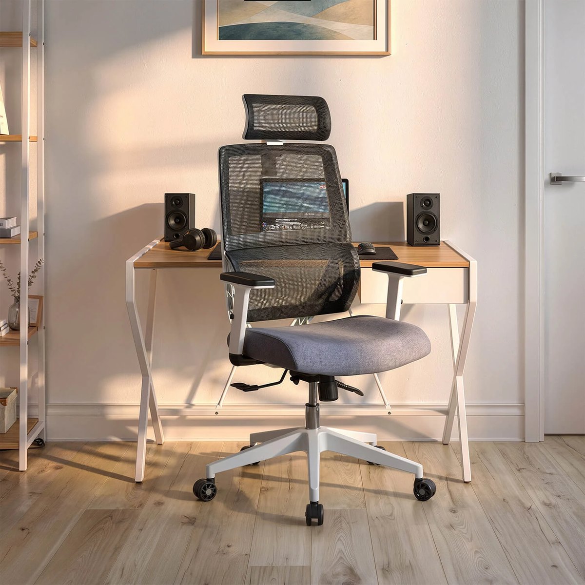 Ergonomické kancelárske kreslo NICKI – sivé – foto 2