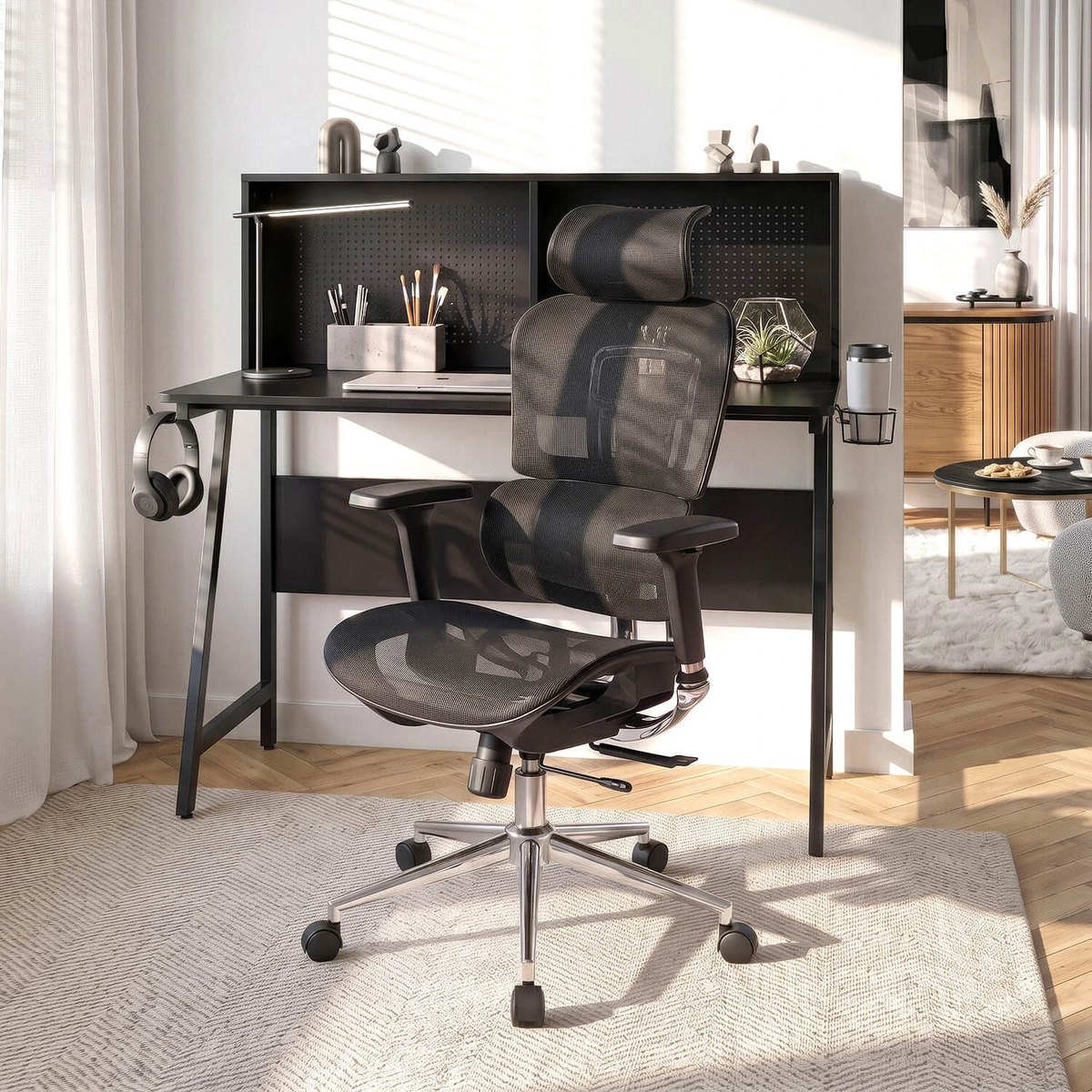 Ergonomické kancelárske kreslo NINO – čierne – foto 2