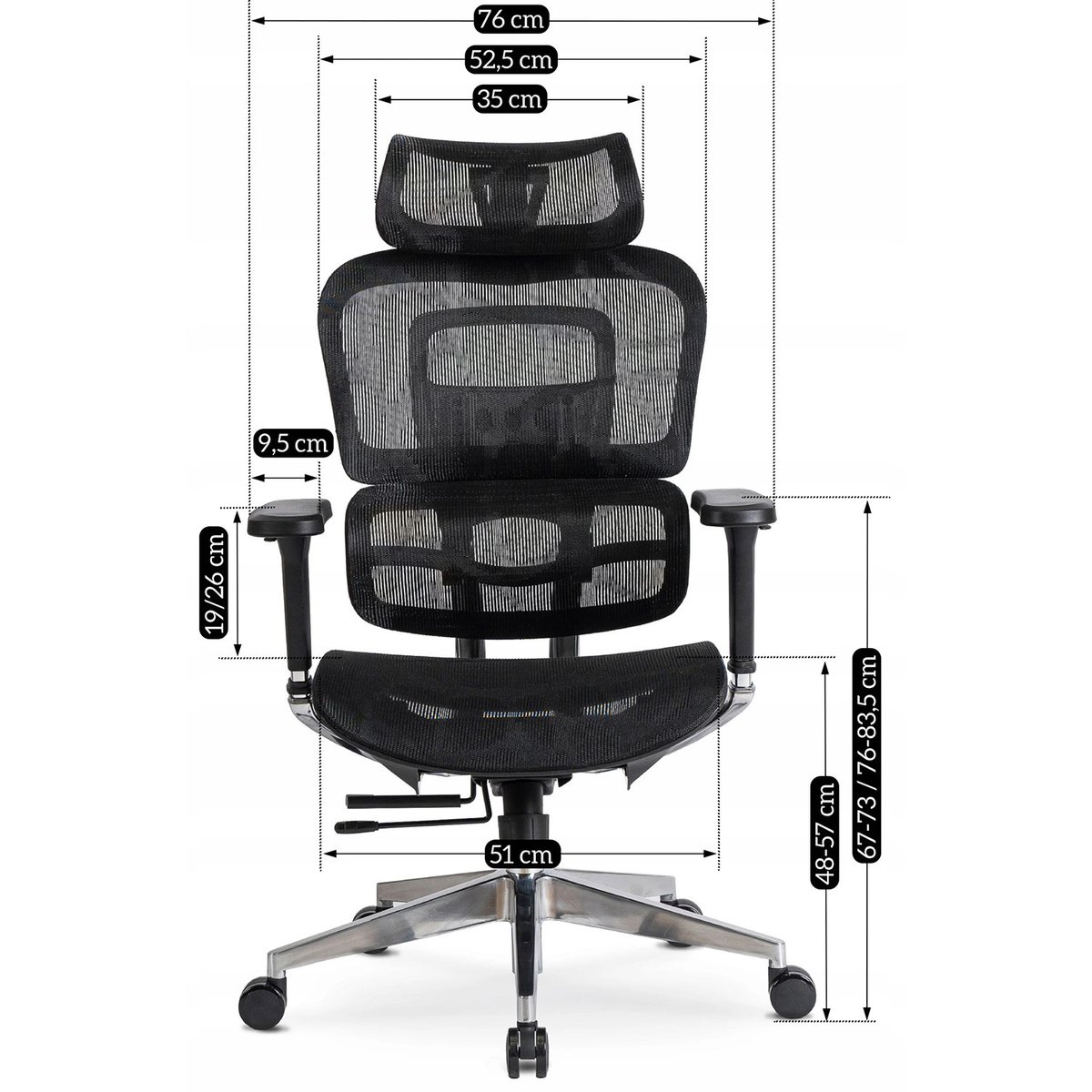 Ergonomické kancelárske kreslo NINO – čierne – foto 7