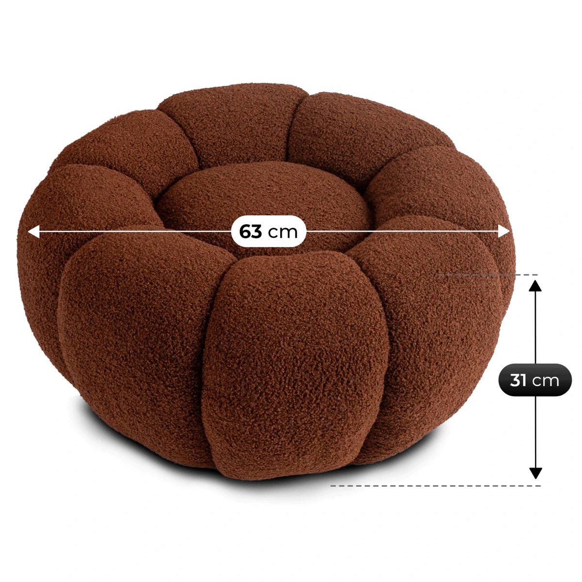 Relaxačné kreslo PETTIT – hnedá látka boucle – foto 6