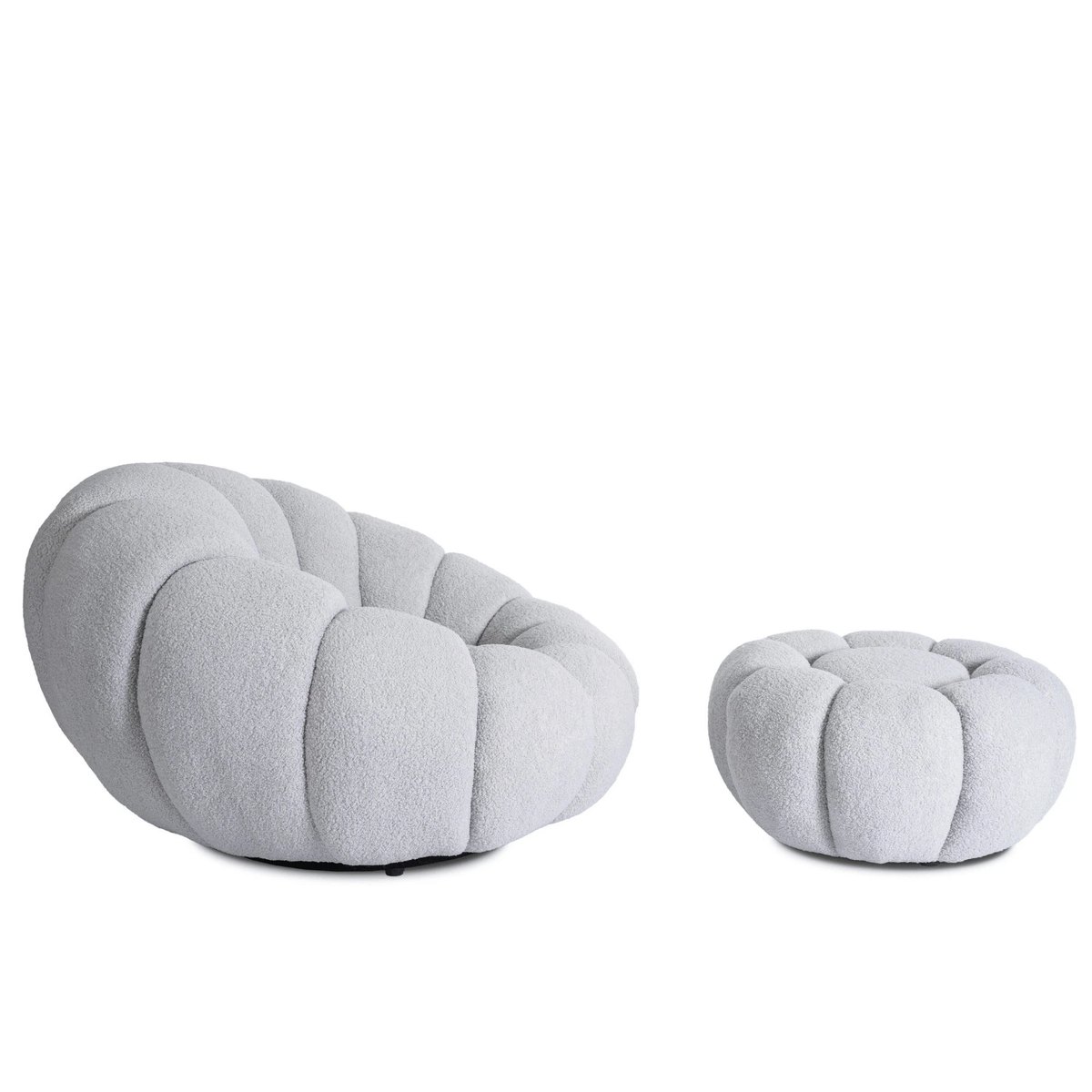 Relaxačné kreslo PETTIT – sivá látka boucle – foto 4