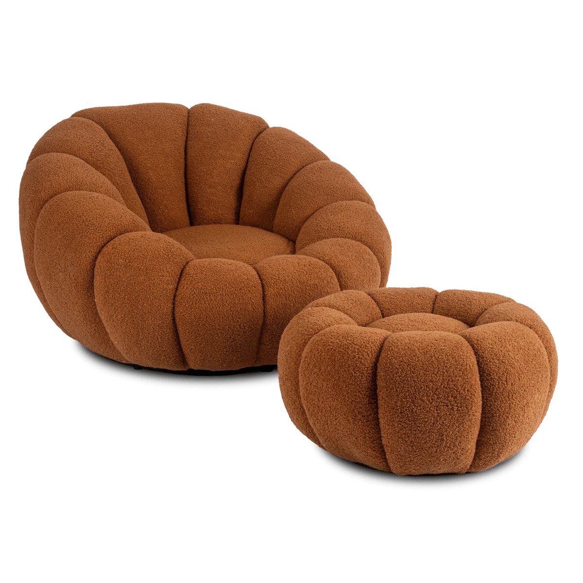 Relaxačné kreslo PETTIT – hrdzavá látka boucle