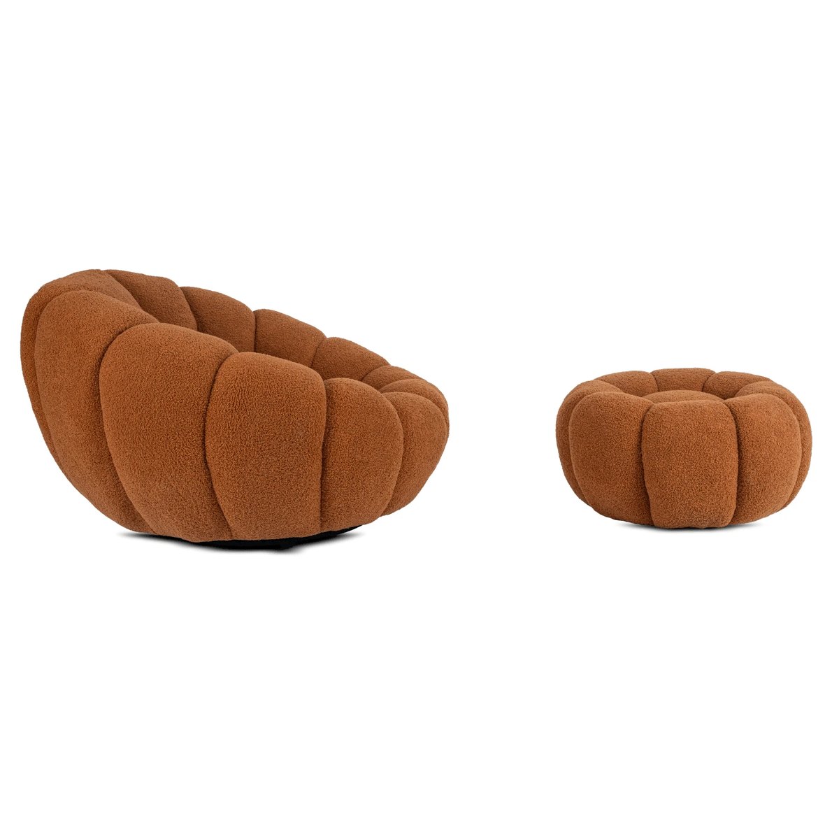 Relaxačné kreslo PETTIT – hrdzavá látka boucle – foto 3