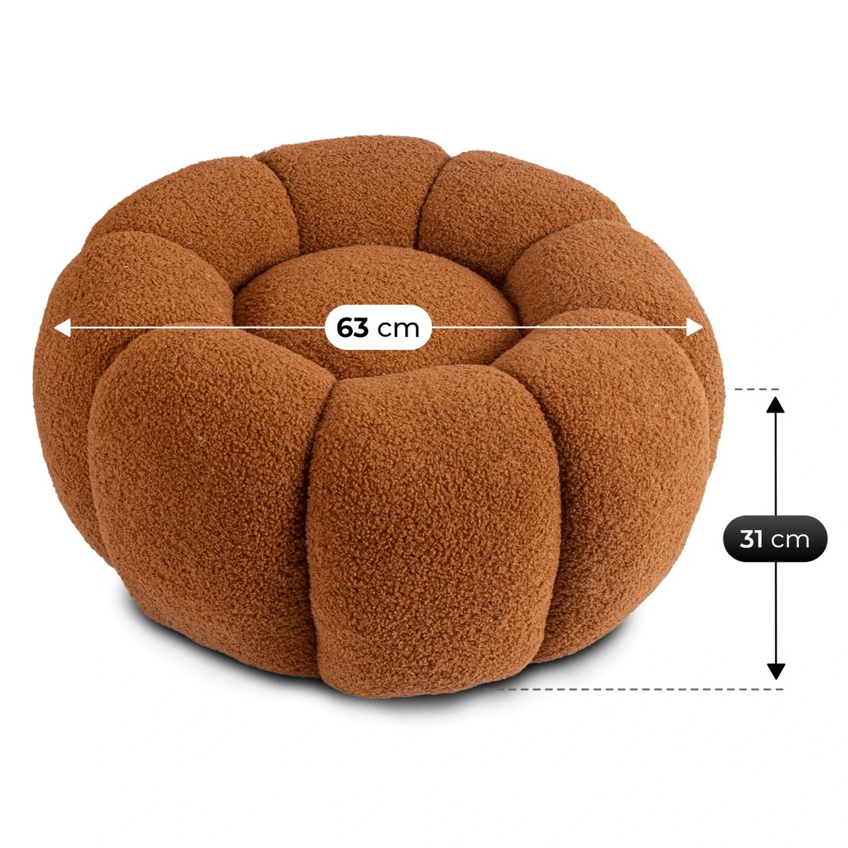 Relaxačné kreslo PETTIT – hrdzavá látka boucle – foto 6