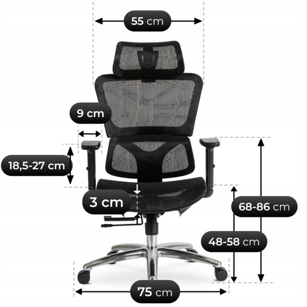 Ergonomické kancelárske kreslo ROYAL – čierne – foto 6