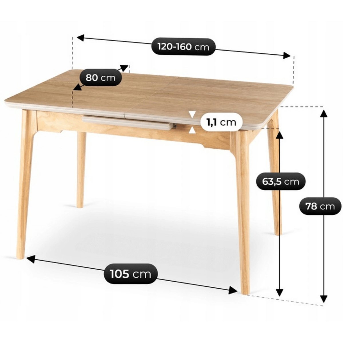 Keramický stôl SAMER – 120–160 cm, dub – foto 6