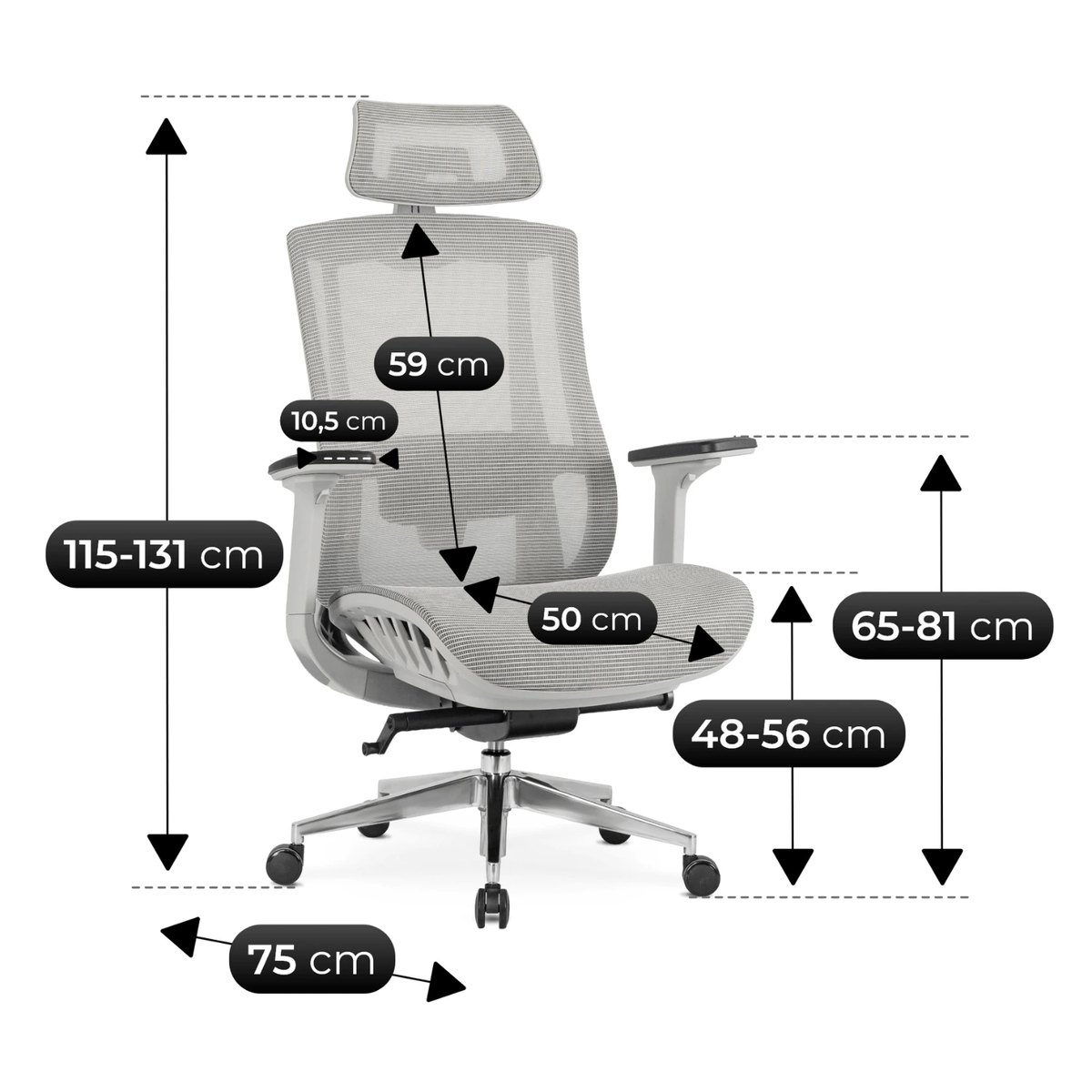 Ergonomické kancelárske kreslo SKY – sivé – foto 7