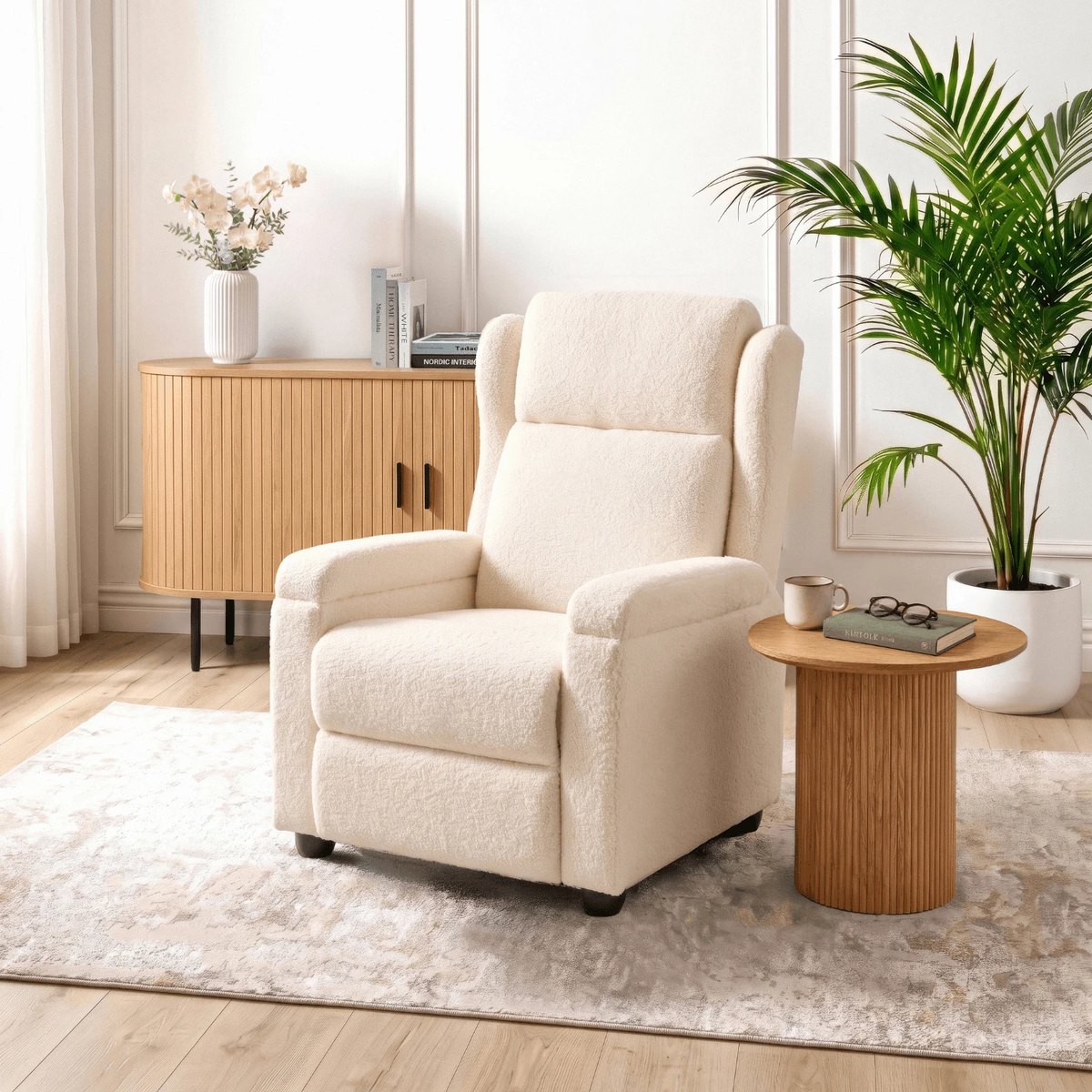 Rozkladacie kreslo SPENCER – krémová látka boucle – foto 2