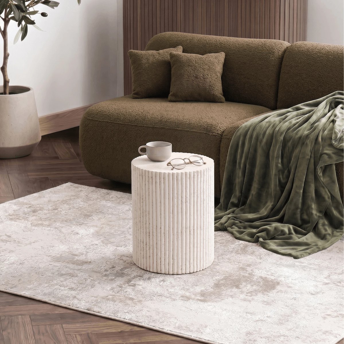 Okrúhly konferenčný stolík TIALL – 38 cm, krémová doska – foto 2