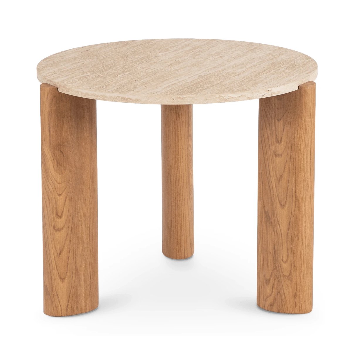 Okrúhly konferenčný stolík TRAVERTINO – 60 cm, travertín, podnož dub – foto 4