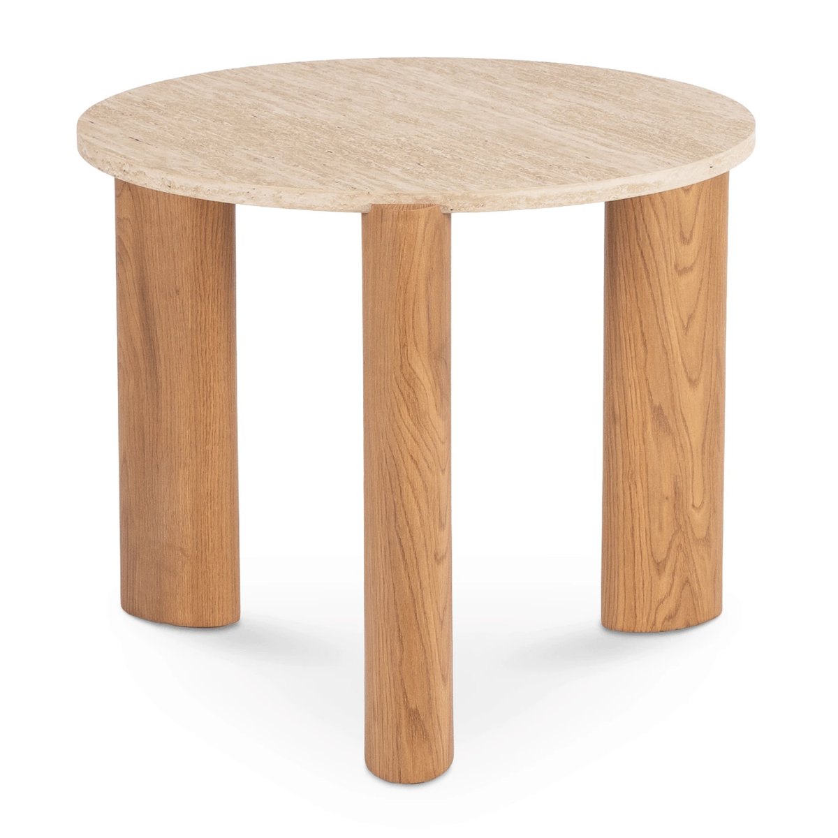 Okrúhly konferenčný stolík TRAVERTINO – 60 cm, travertín, podnož dub – foto 5