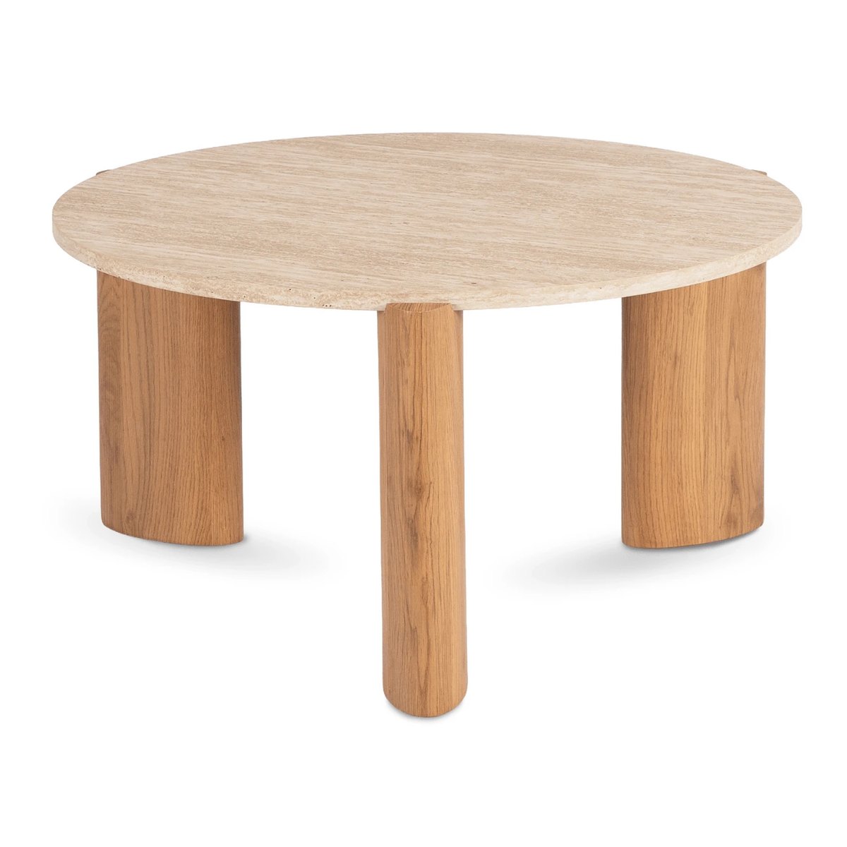 Okrúhly konferenčný stolík TRAVERTINO MAX – 80 cm, travertín, podnož dub – foto 5