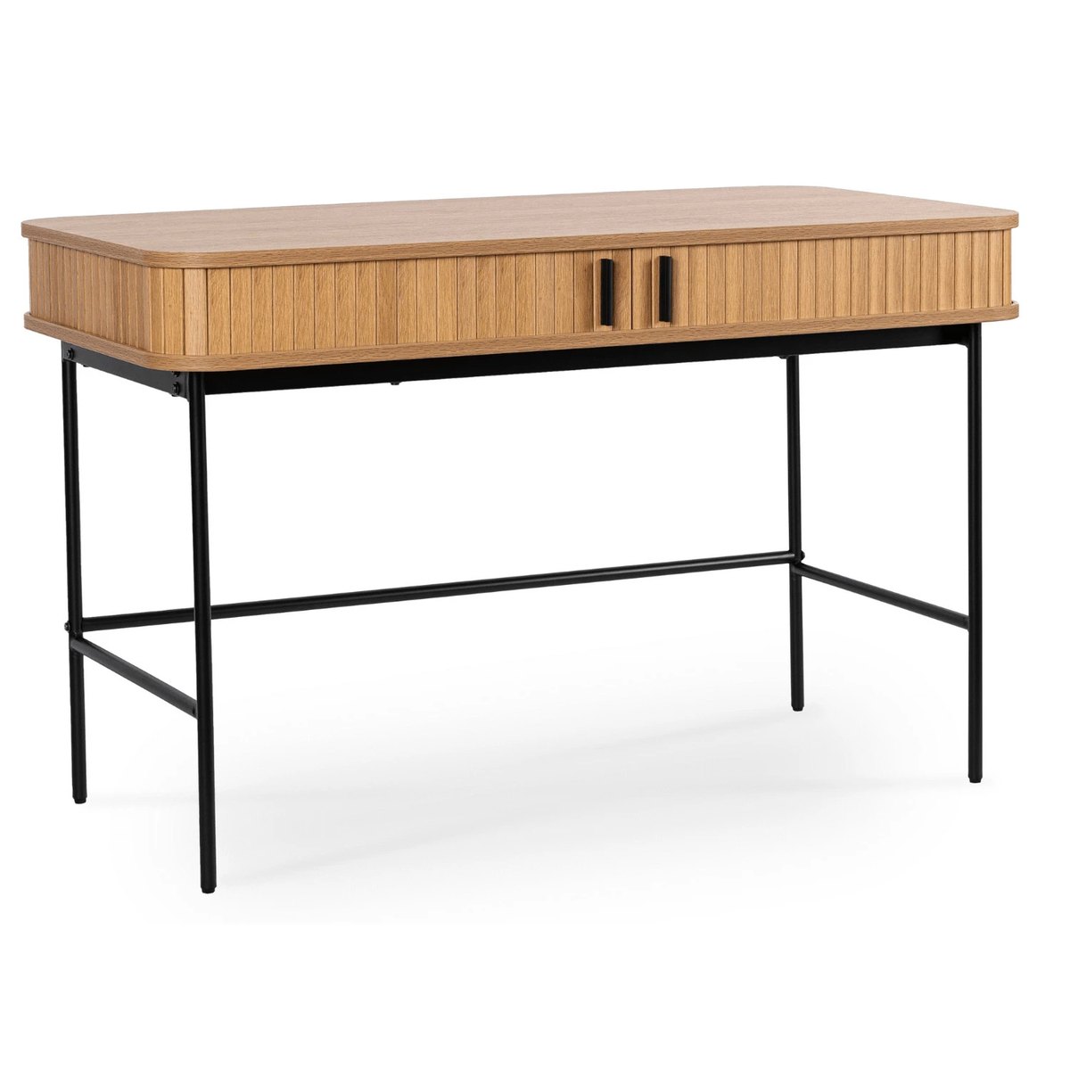 Písací stôl TRISH – 120 cm, dub, čierna podnož