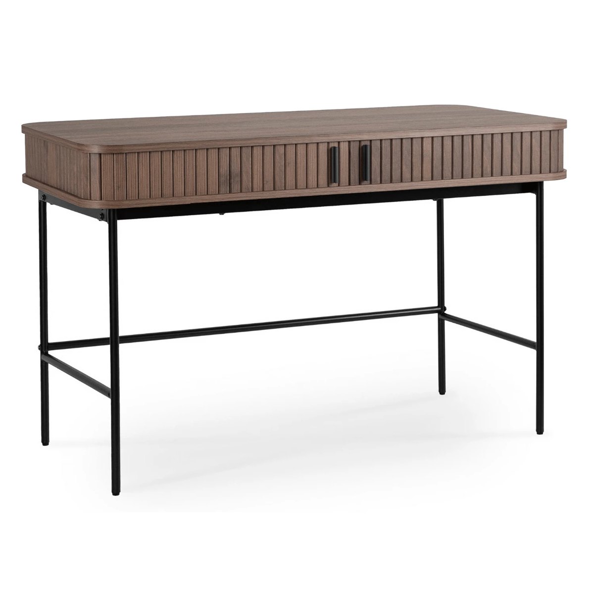 Písací stôl TRISH – 120 cm, orech, čierna podnož