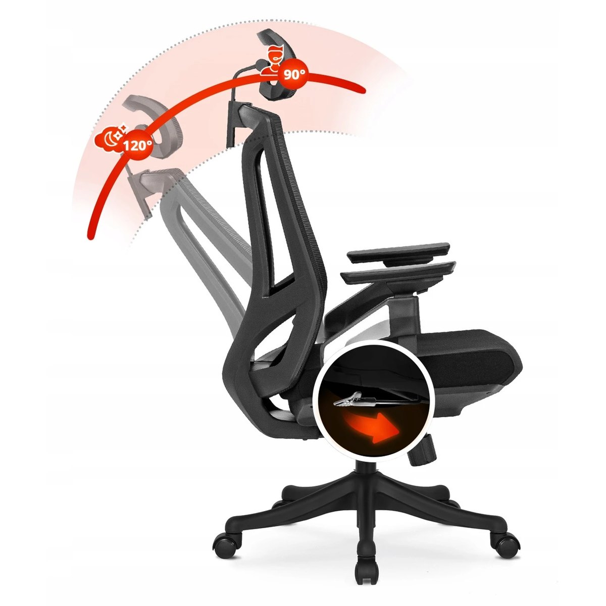 Ergonomické kancelárske kreslo WILLY – čierne – foto 7