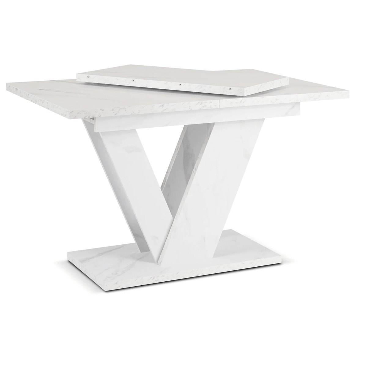 Rozkladací stôl CLARK – 120–160 cm, biely mramor – foto 4