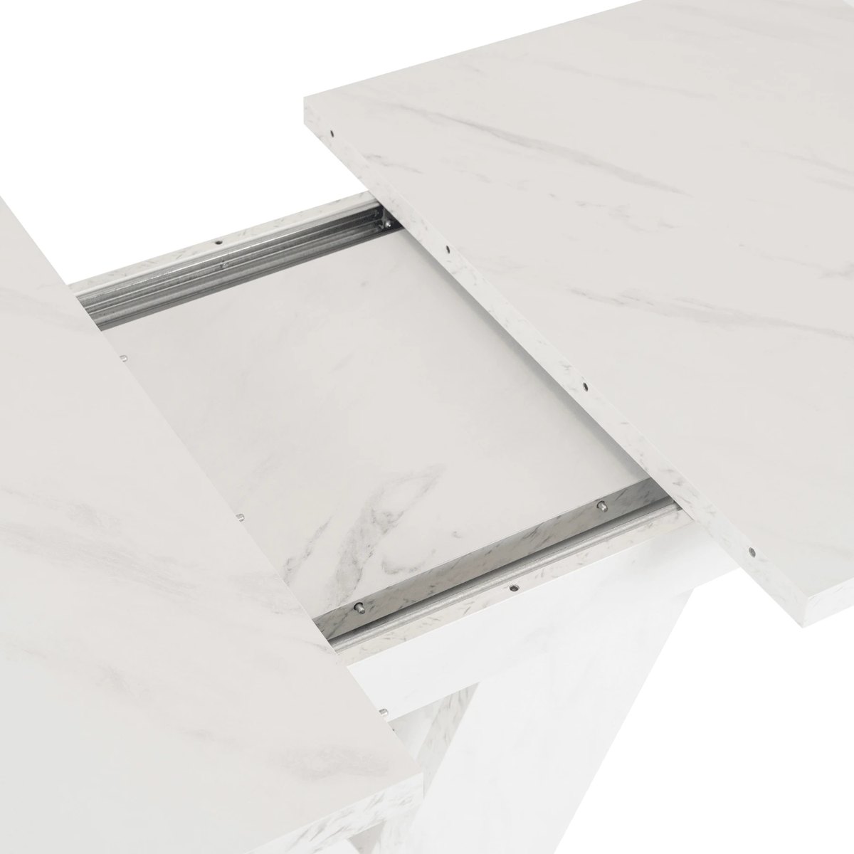Rozkladací stôl CLARK – 120–160 cm, biely mramor – foto 7